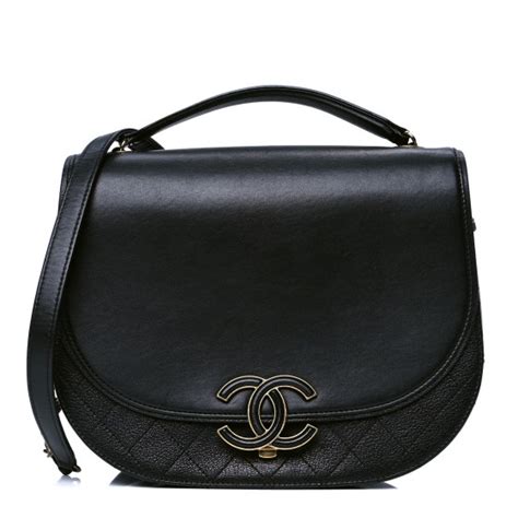 chanel shiny calfskin coco curved messenger flap black|CHANEL Shiny Calfskin Goatskin Quilted Medium Coco Curve .